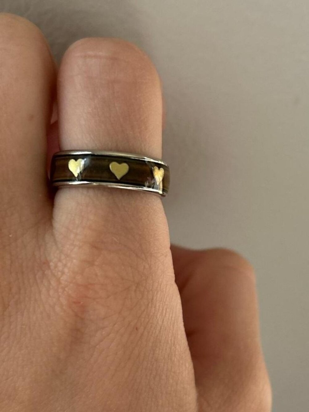silver heart band ring